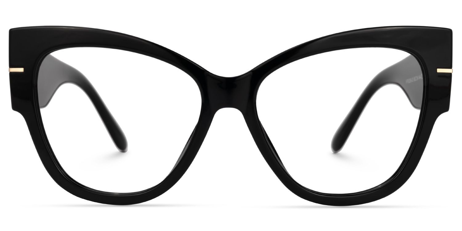 Elektra - Elegant Black & Gold Cat Eye Glasses by Vooglam Product Details 1