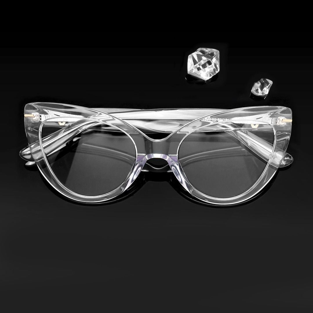 model wearing Veromca - Cat Eye Crystal Clear Eyeglasses 1