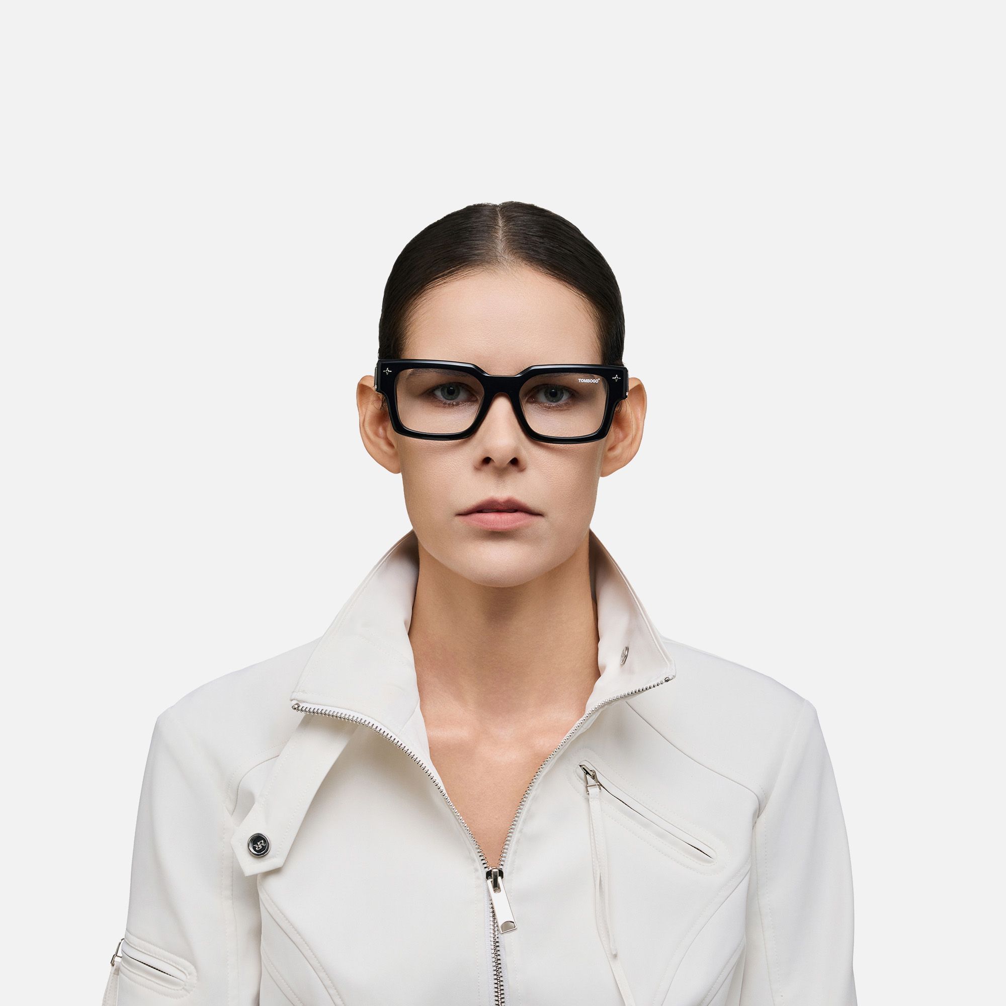 The Programmer - Chunky Black USB Glasses by Vooglam - On Model