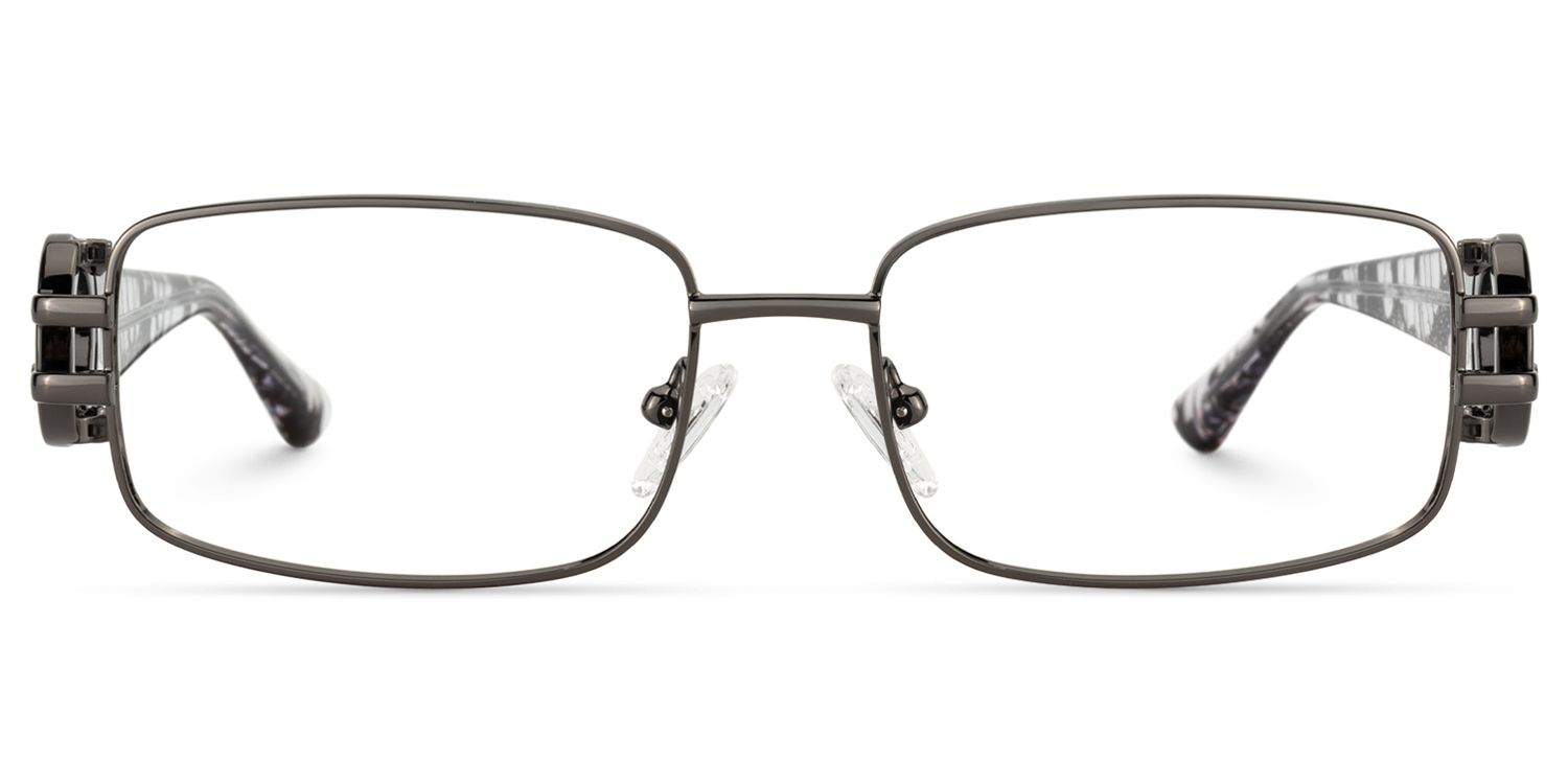 Aurae - Narrow Rectangle Shiny Gunmetal Glasses by Vooglam Product Details 1