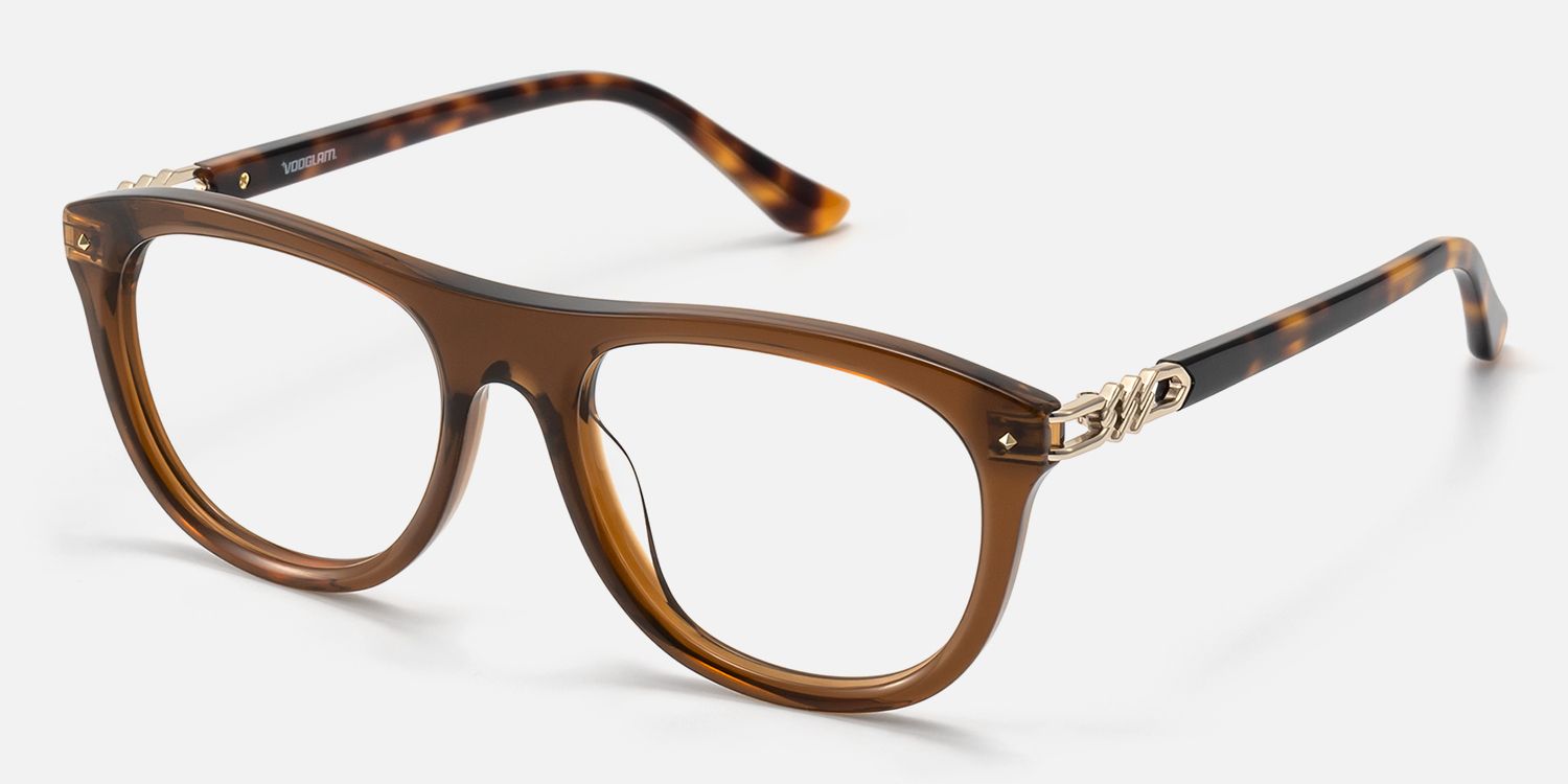 O'Keeffe - Designer Aviator Brown Eyeglasses by Vooglam - Front View