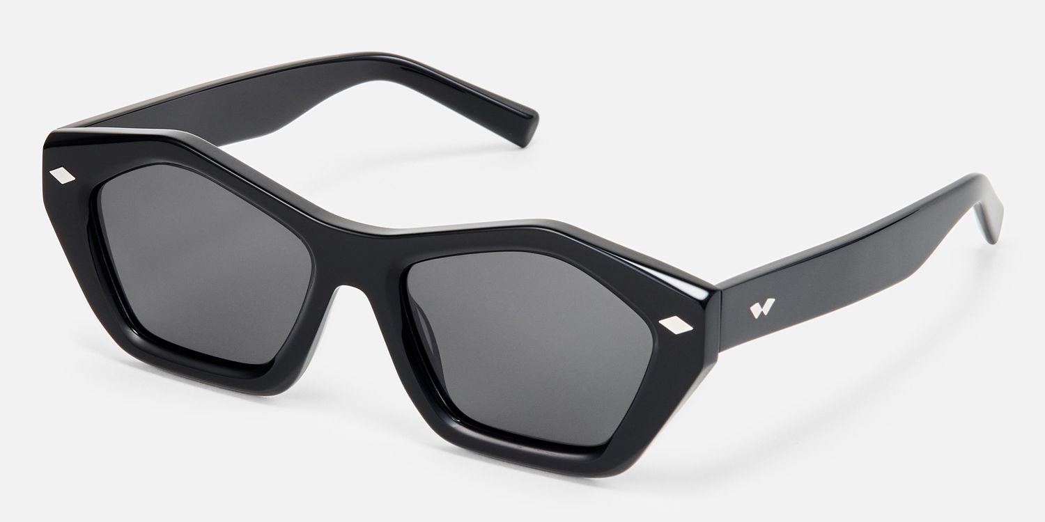 Chiclyn - Geometric Black Sunglasses by Vooglam - Front View
