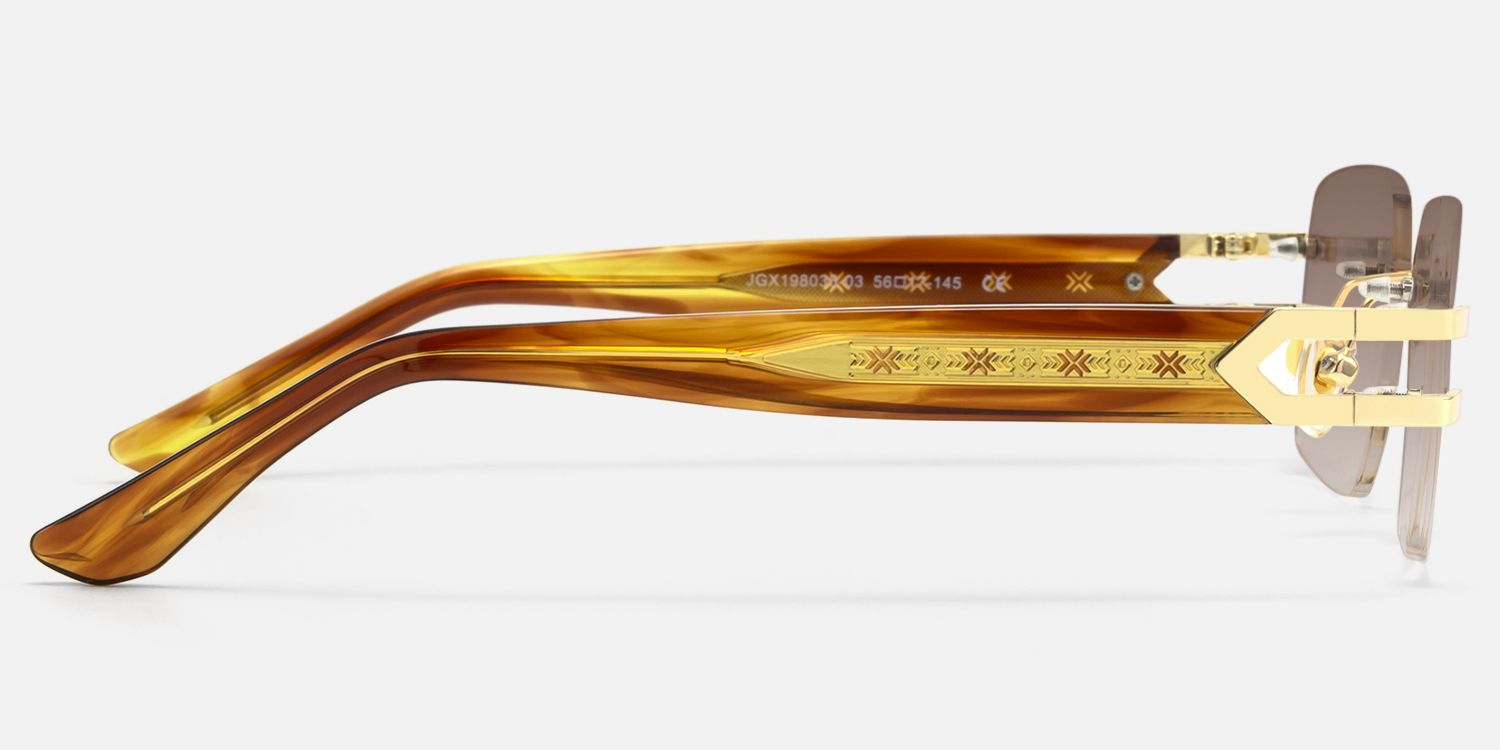 Aurum - Gradient Brown Rimless Sunglasses by Vooglam - Side View