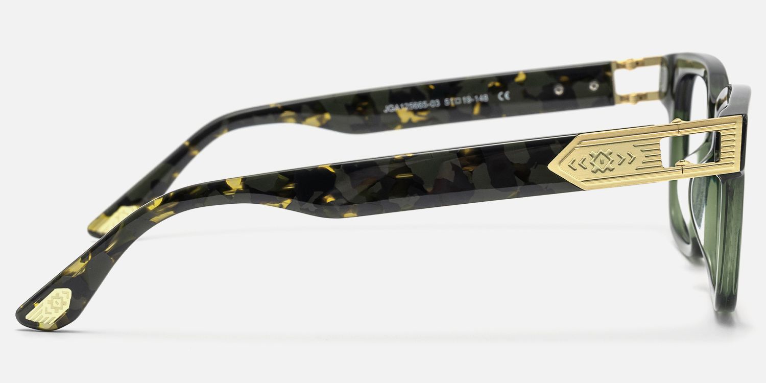Legacy - Rectangle Green Eyeglasses by Vooglam - Side View