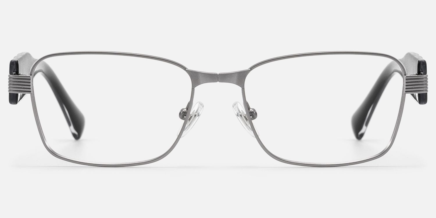 Toyo-Gunmetal Eyeglasses with Acetate Temple by Vooglam - Angle View