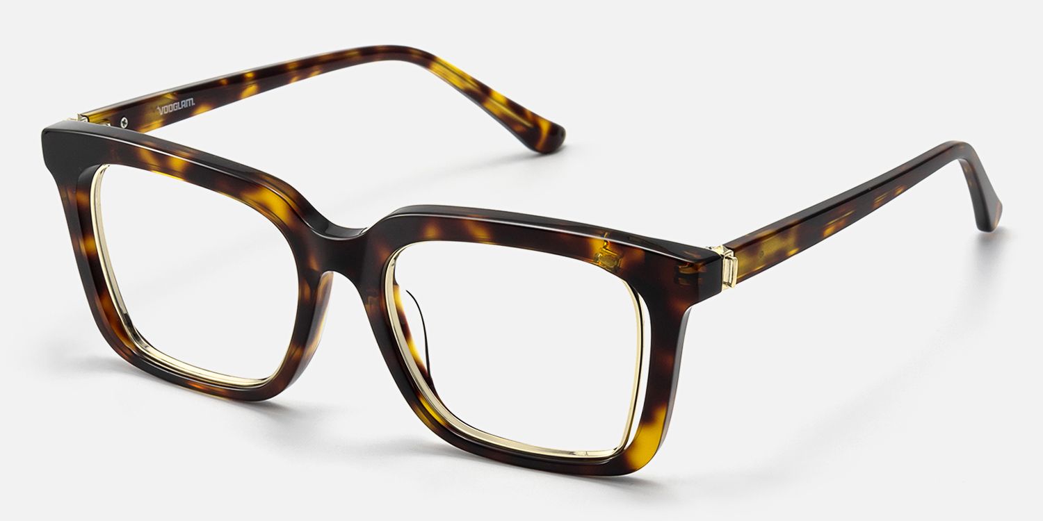 Chaparral - Fashion Rectangle Tortoise Glasses by Vooglam - Front View