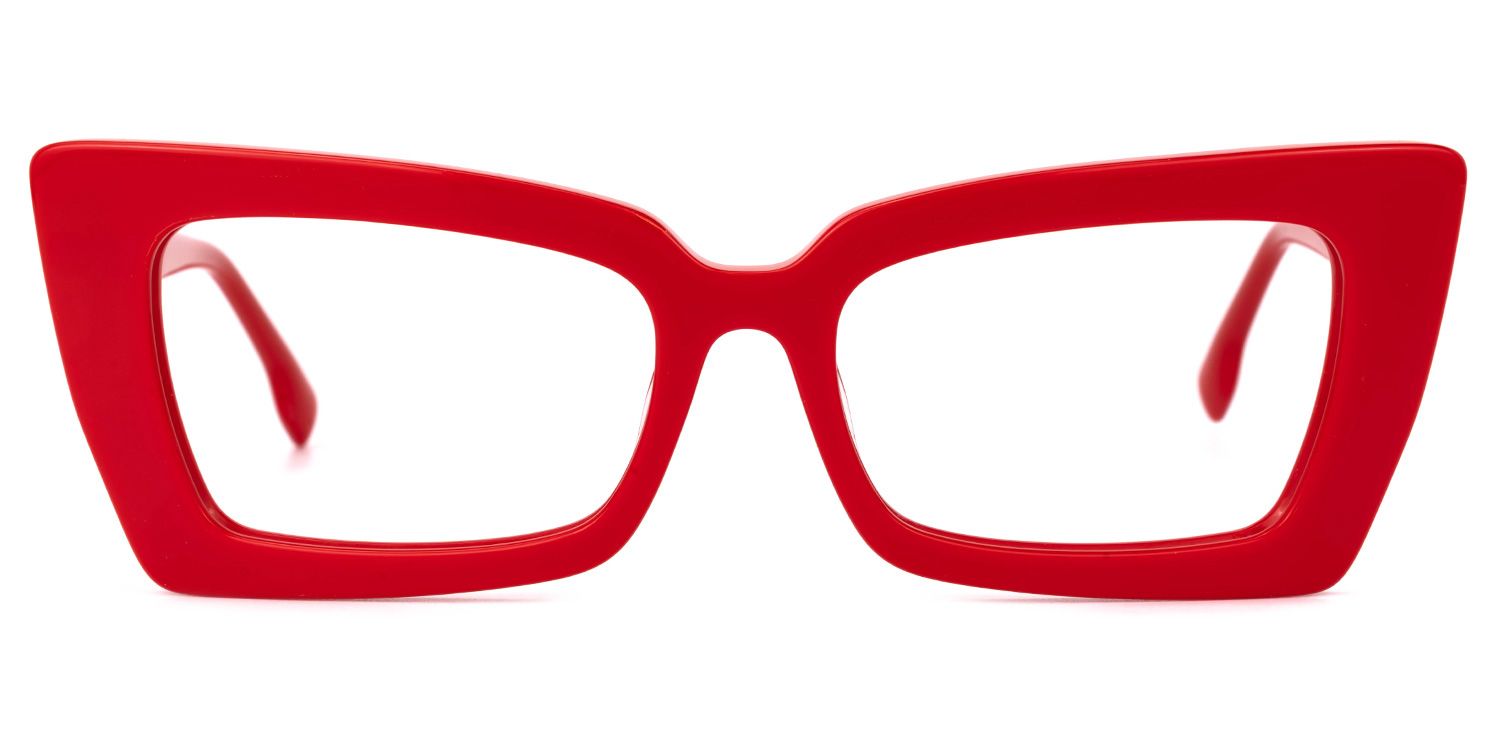 Sarah - Rectangle Red Eyeglasses | Vooglam Angle View