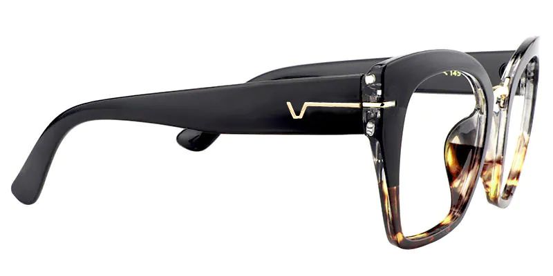 Paulina - Square Black Tortoise Eyeglasses - 4