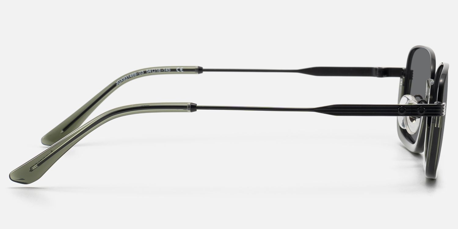 Basel - Extra Wide Dark Green Half Rim Sunglasses by Vooglam - Side View