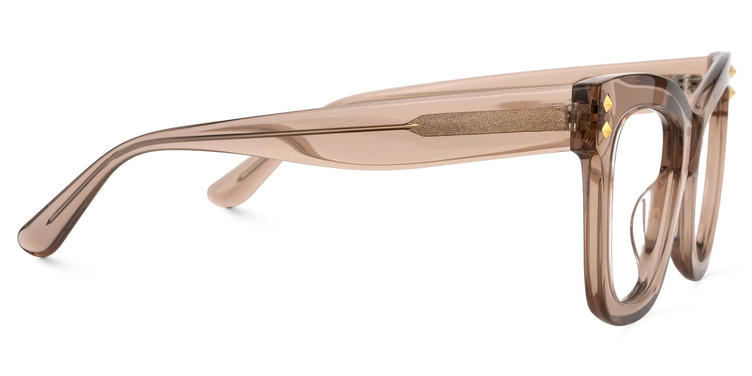 Faustyna - Square Champagne Eyeglasses by Vooglam - Product View 4