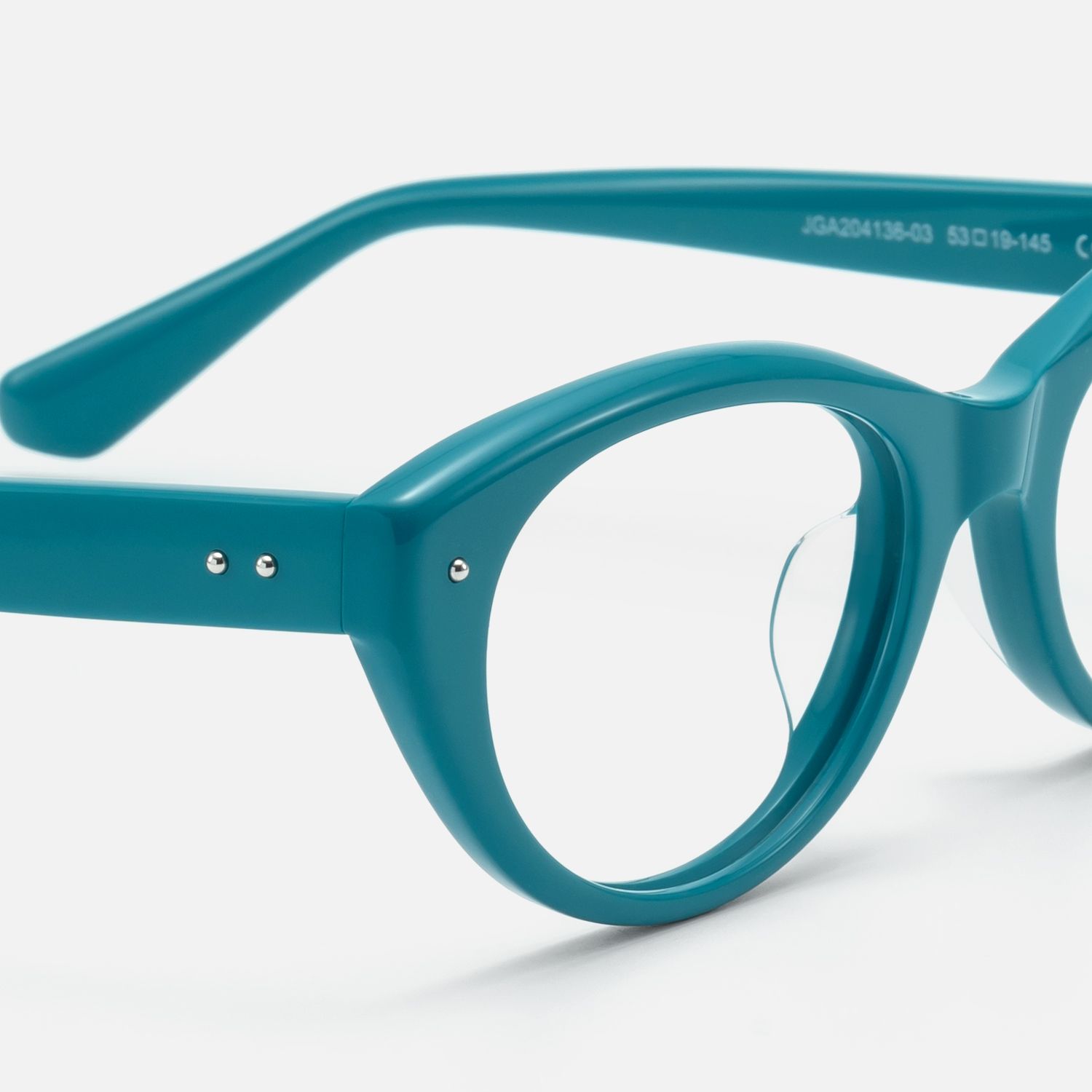 Vael-Vintage Teal Acetate Oval Cateye Glasses by Vooglam - Design Details