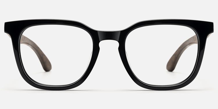 Lote - Square Black Glasses with Cool Wood Arm by Vooglam