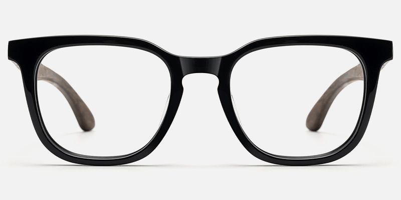 Lote - Square Black Glasses with Cool Wood Arm by Vooglam