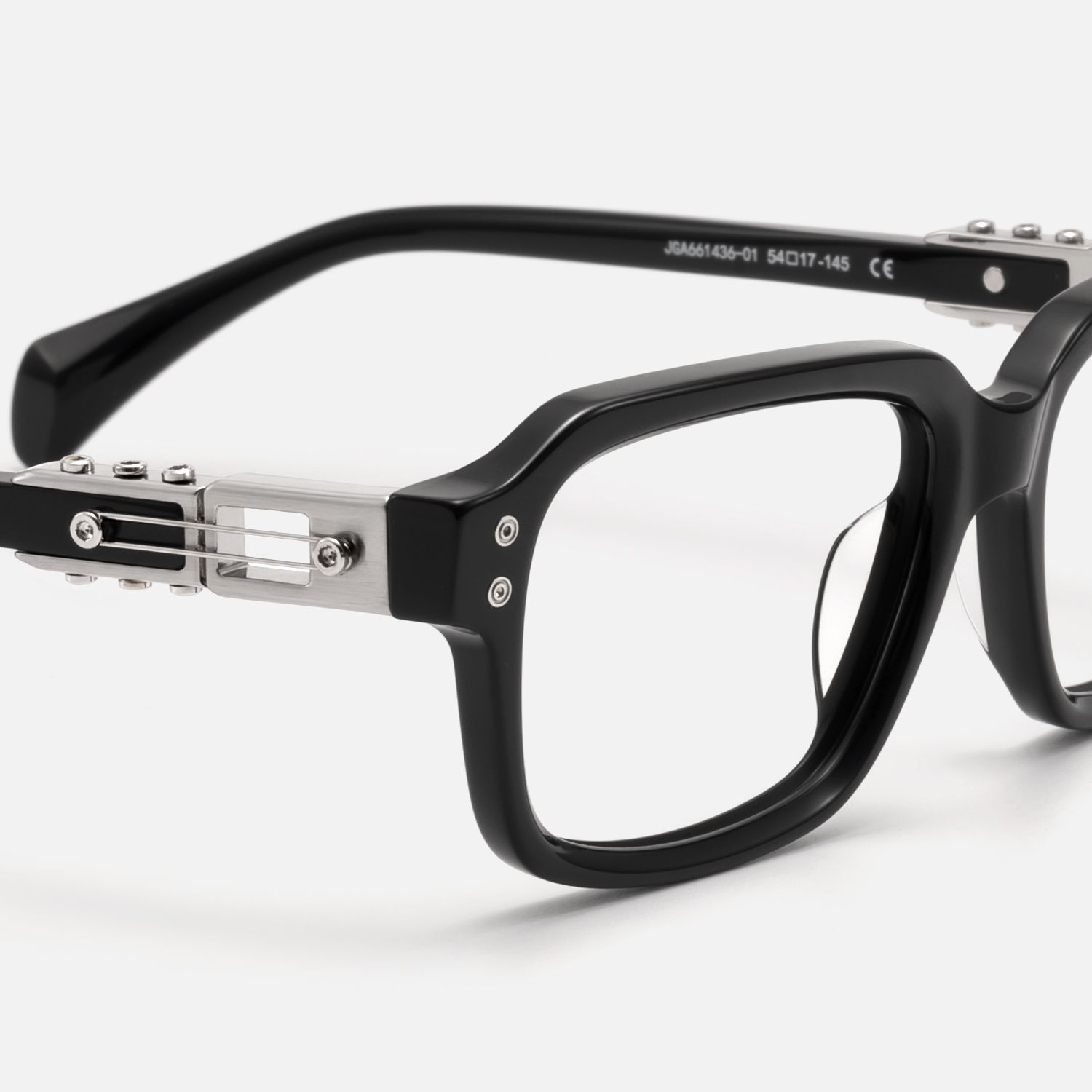 Anacortes - Silver Black Guitar Temple Glasses by Vooglam - Design Details