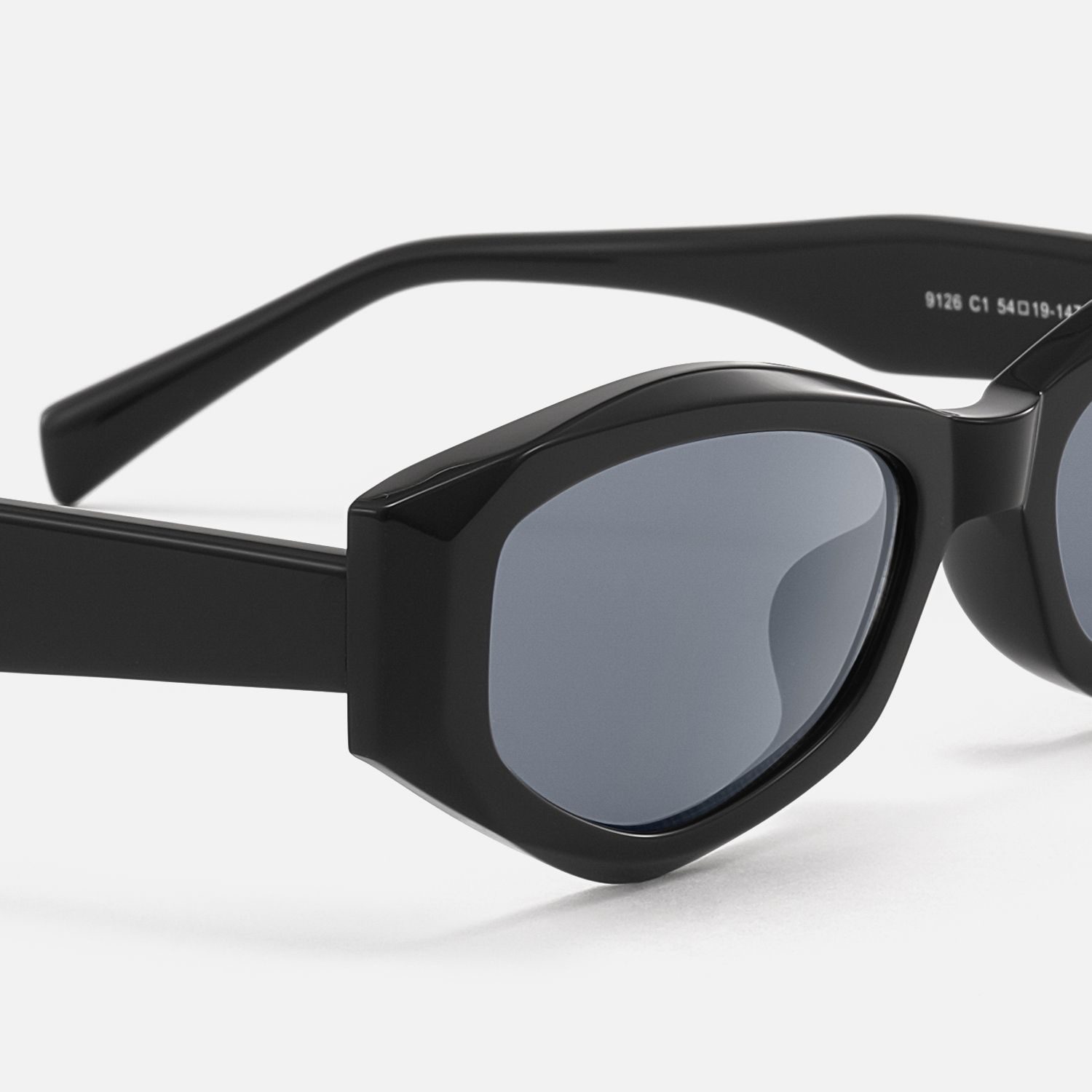 Vesper - Geometric Black Sunglasses by Vooglam - Design Details