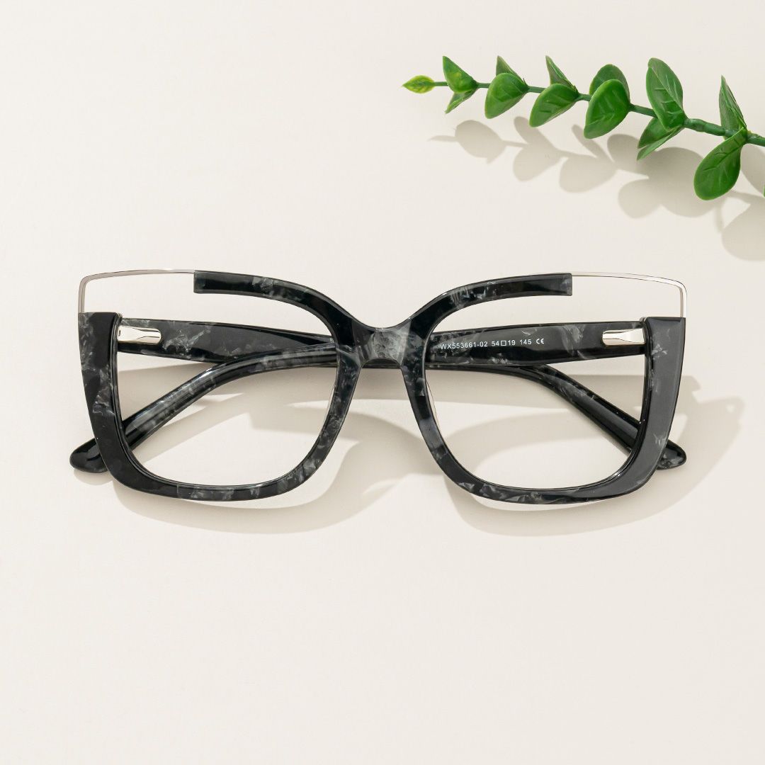 Angelia - Square Black Eyeglasses | Vooglam On Model