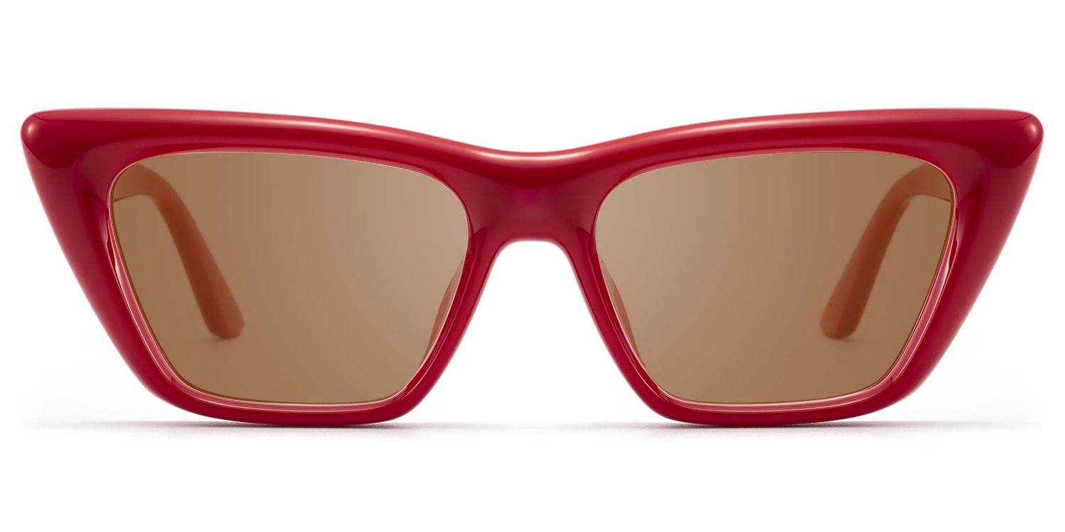 Meguro - Amber Tint TR90 Puffy Red Sunglasses by Vooglam Product Details 1