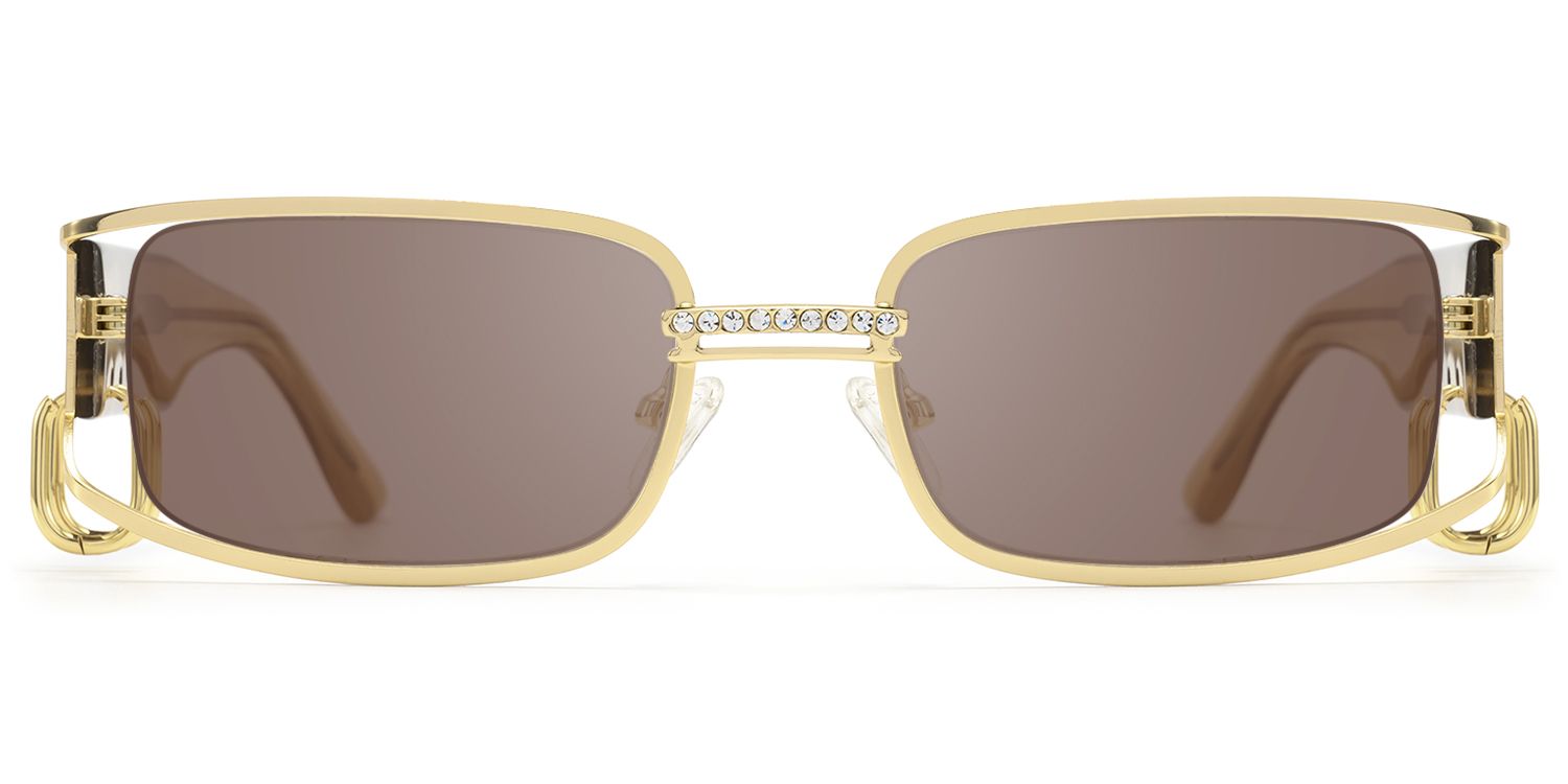 Riff - Rectangle Gold Sunglasses by Vooglam Product Details 1