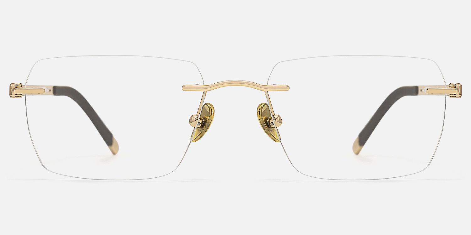 Glaze - Rectangle Gold Eyeglasses by Vooglam - Angle View