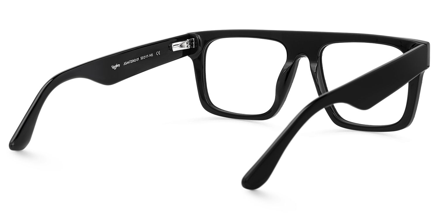 Najinca - Rectangle Black Eyeglasses by Vooglam - Side View