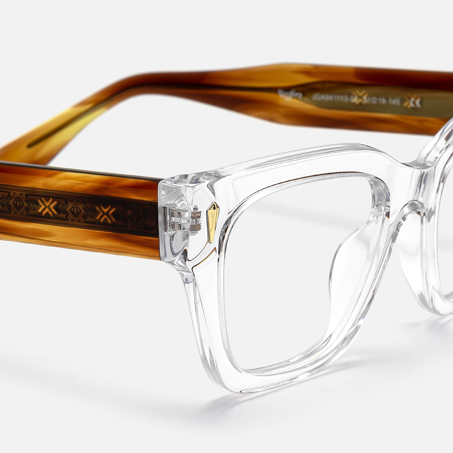 Asante - Square Transparent Eyeglasses by Vooglam - Design Details