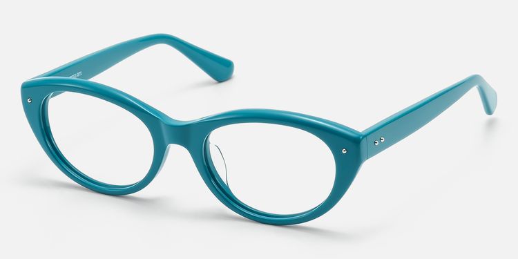 Vael-Vintage Teal Acetate Oval Cateye Glasses by Vooglam