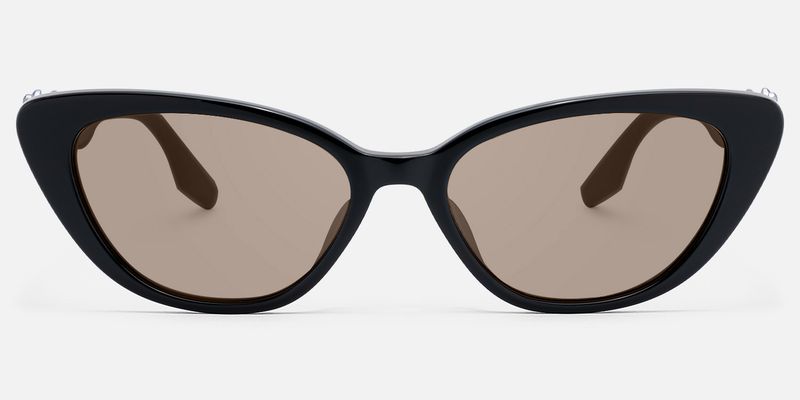 No Fate - Oversized Black Amber Cat Eye Shades by Vooglam