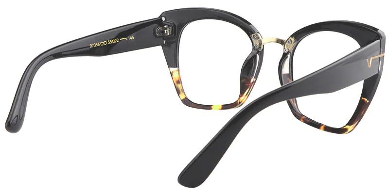 Paulina - Square Black Tortoise Eyeglasses - 3