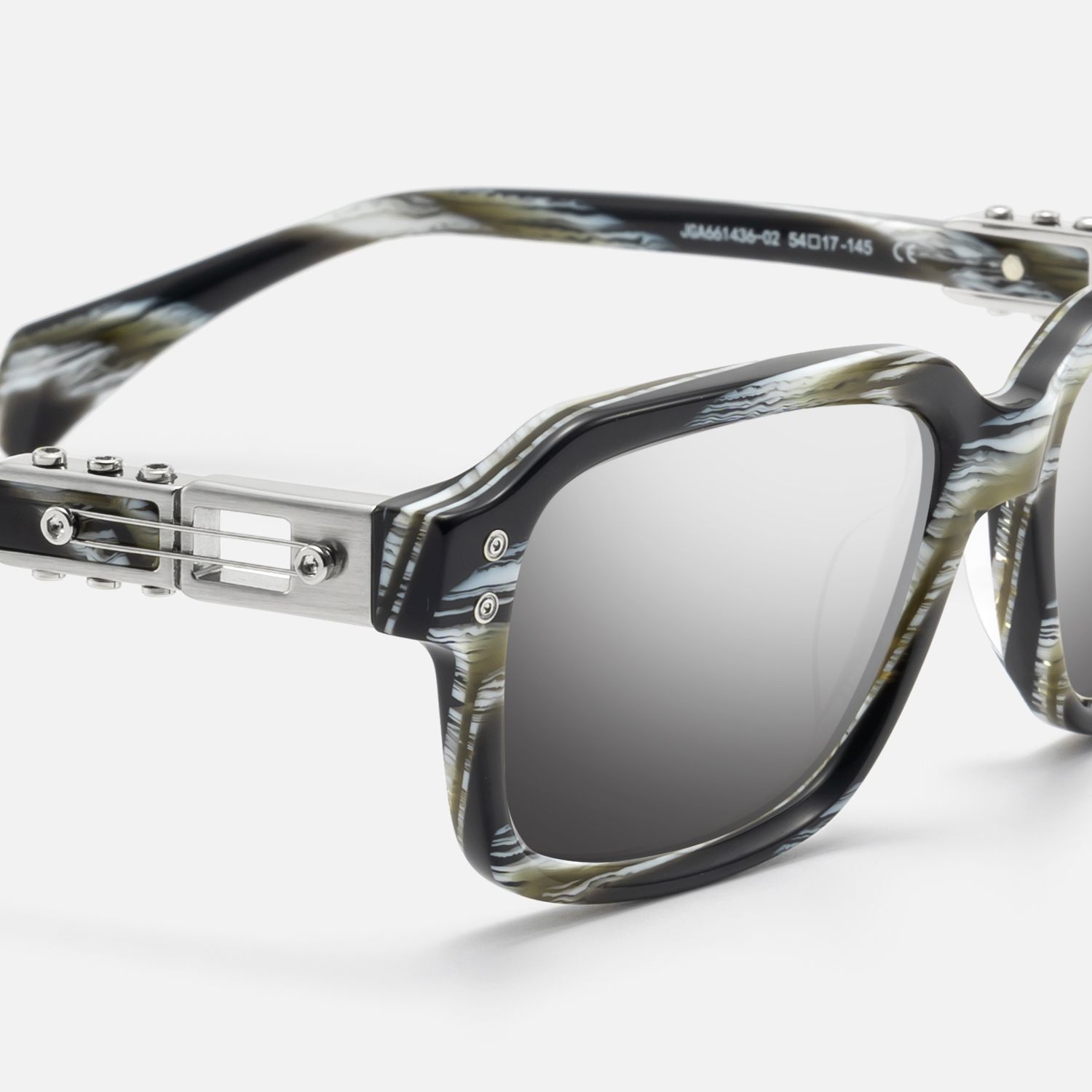 Anacortes - Silver Mirrored Horn Rim Guitar Shades by Vooglam - Design Details