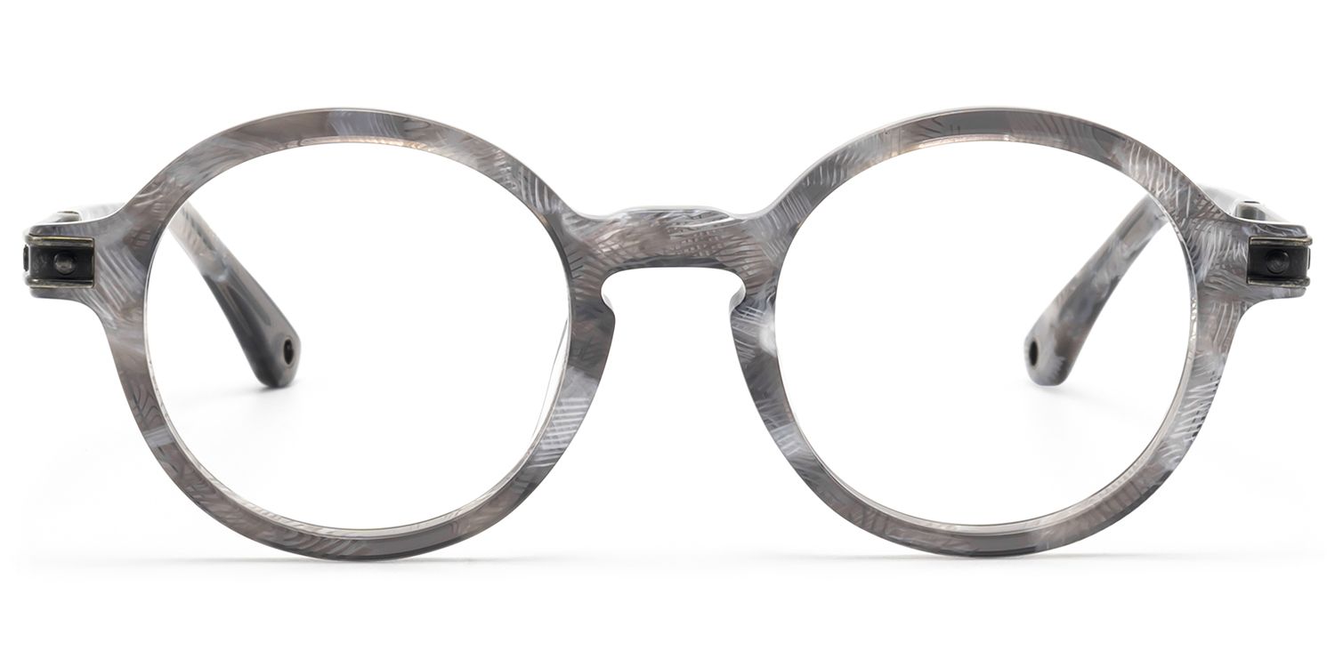 Lennon - Antique Silver Gray Pattern Circle Frame by Vooglam Product Details 1