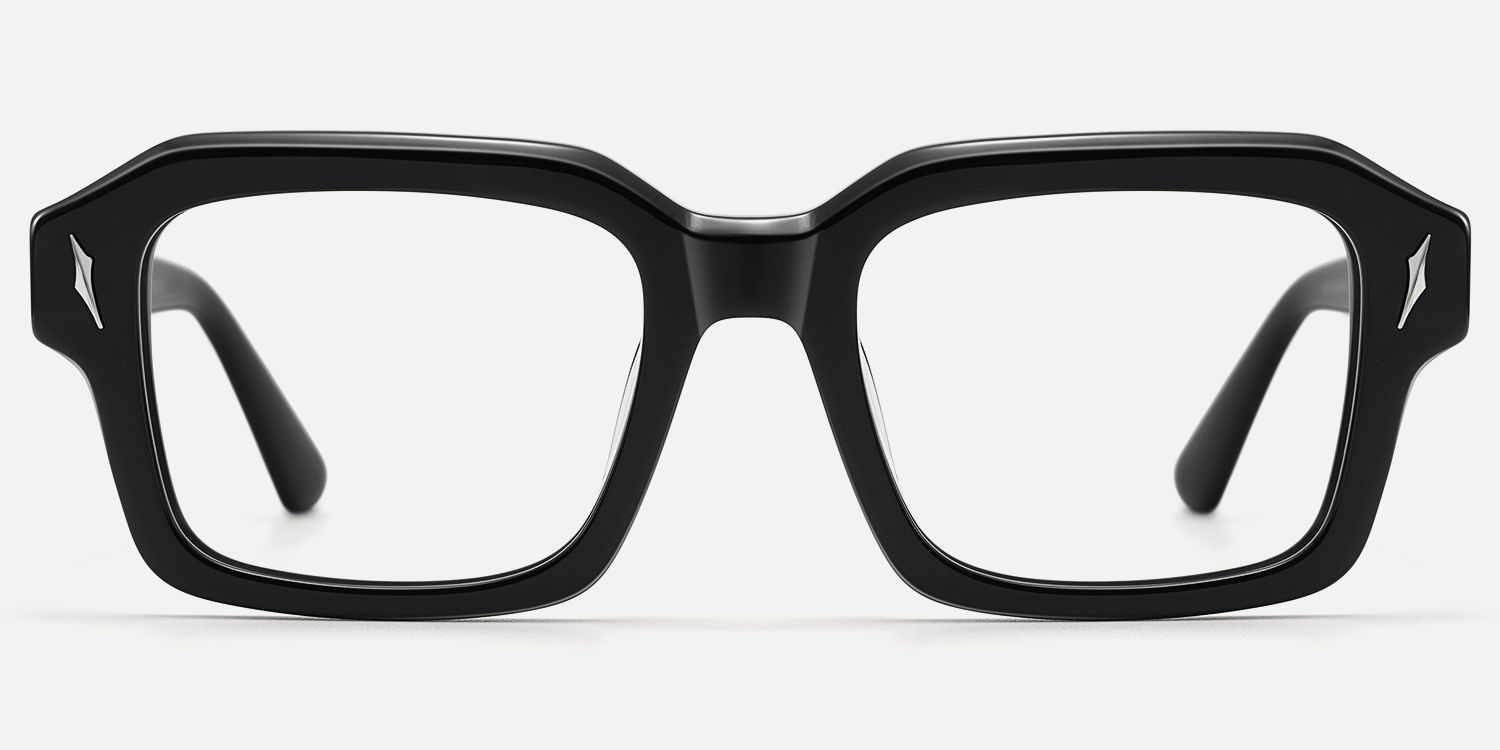 Blindspot - Safety Pin Square Black Glasses by Vooglam - Angle View