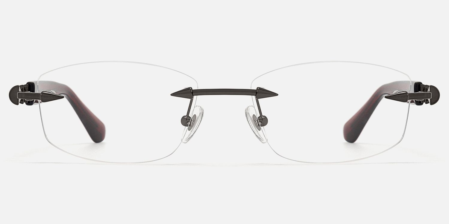 Fracture - Black & Red Rimless Spike Glasses by Vooglam - Angle View