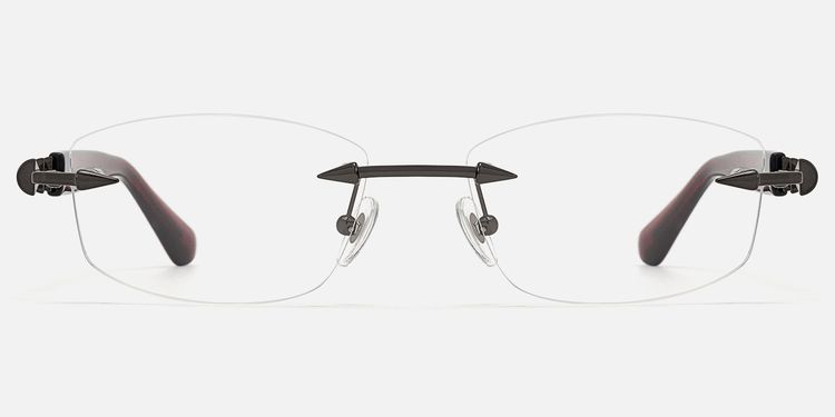 Fracture - Black & Red Rimless Spike Glasses by Vooglam