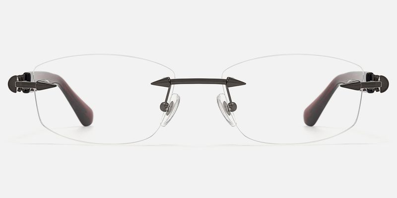 Fracture - Black & Red Rimless Spike Glasses by Vooglam
