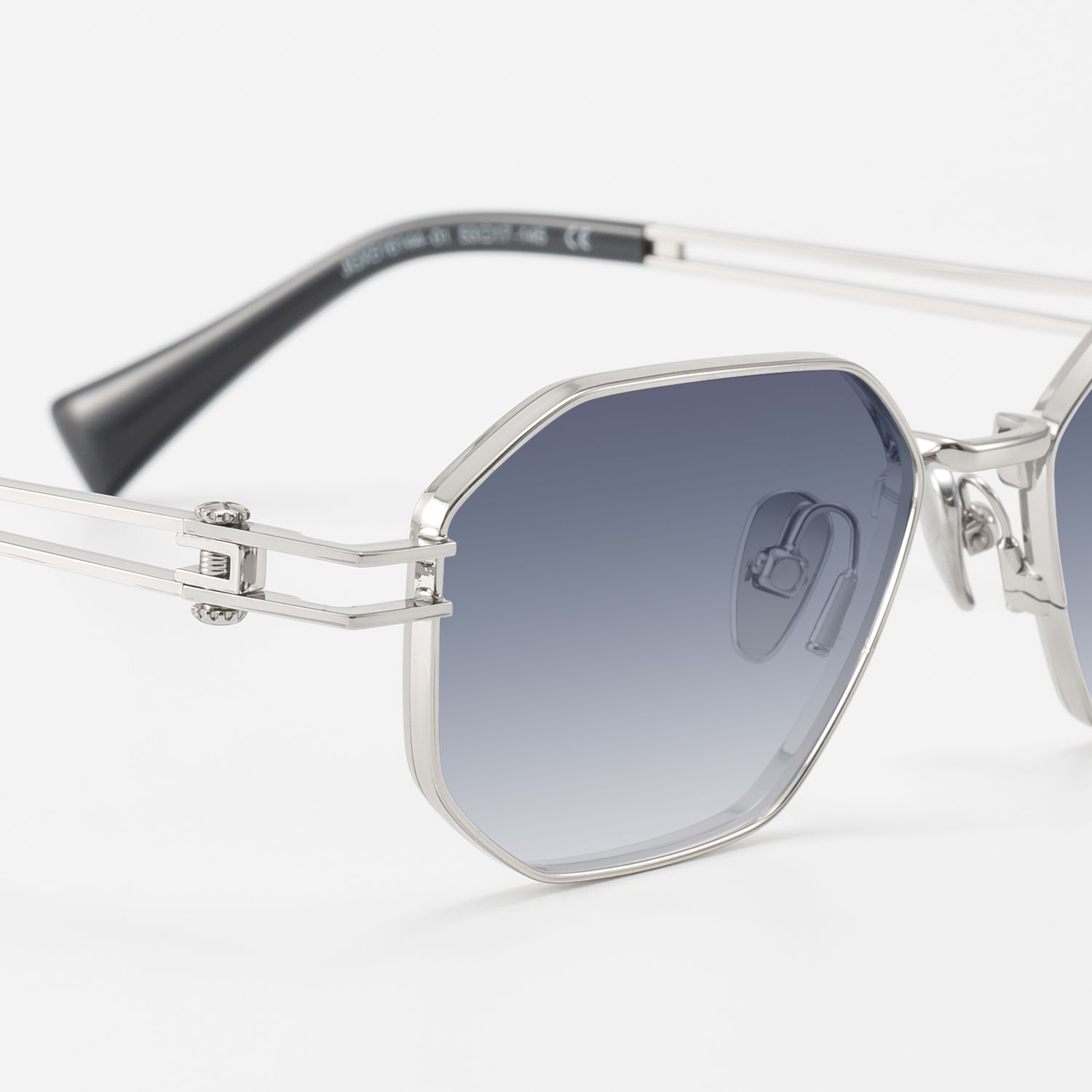 Loos - Silver Geometric Double Wire Sunglasses by Vooglam - Design Details
