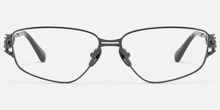 Spine - Geometric Metal Grey Eyeglasses by Vooglam