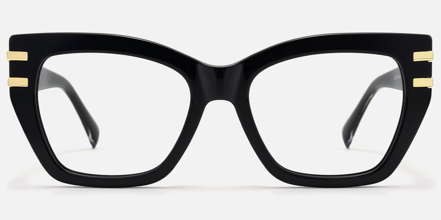 Warrior - Butterfly Black Eyeglasses by Vooglam - Angle View