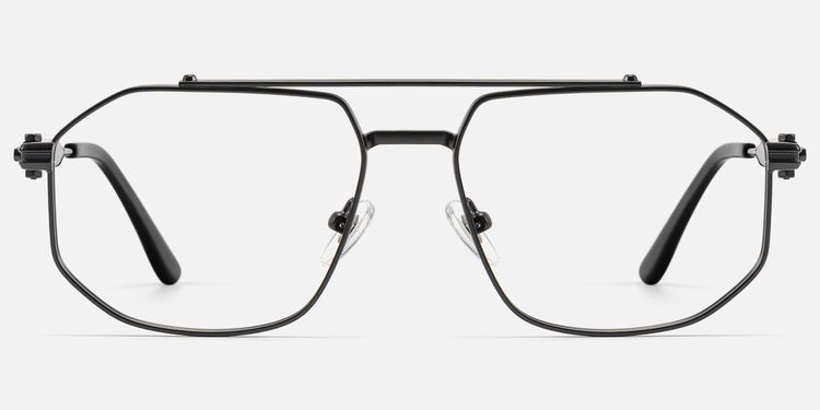 Ando - Matte Black Geometric Metal Glasses by Vooglam