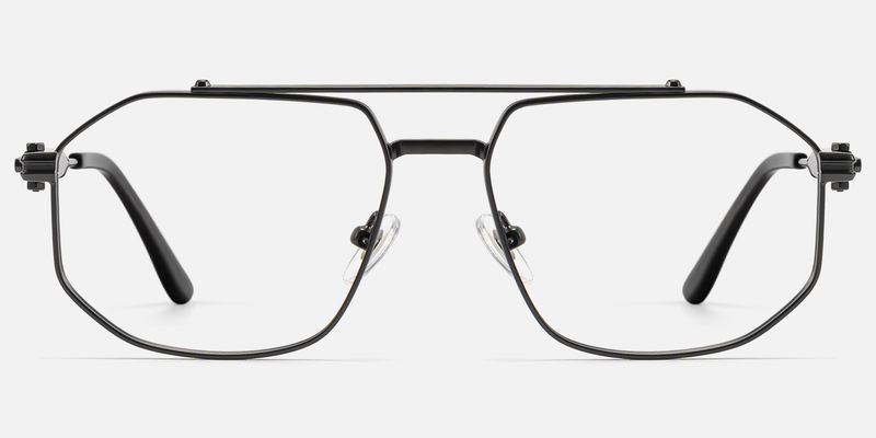 Ando - Matte Black Geometric Metal Glasses by Vooglam