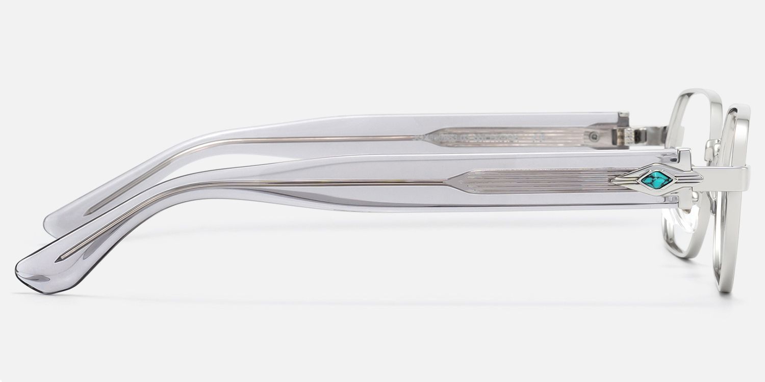 Orion - Silver & Clear Geometric Glasses by Vooglam - Side View