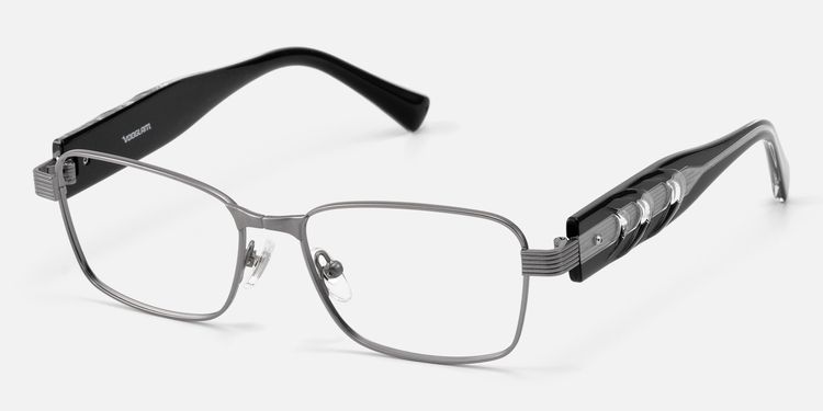 Toyo-Gunmetal Eyeglasses with Acetate Temple by Vooglam