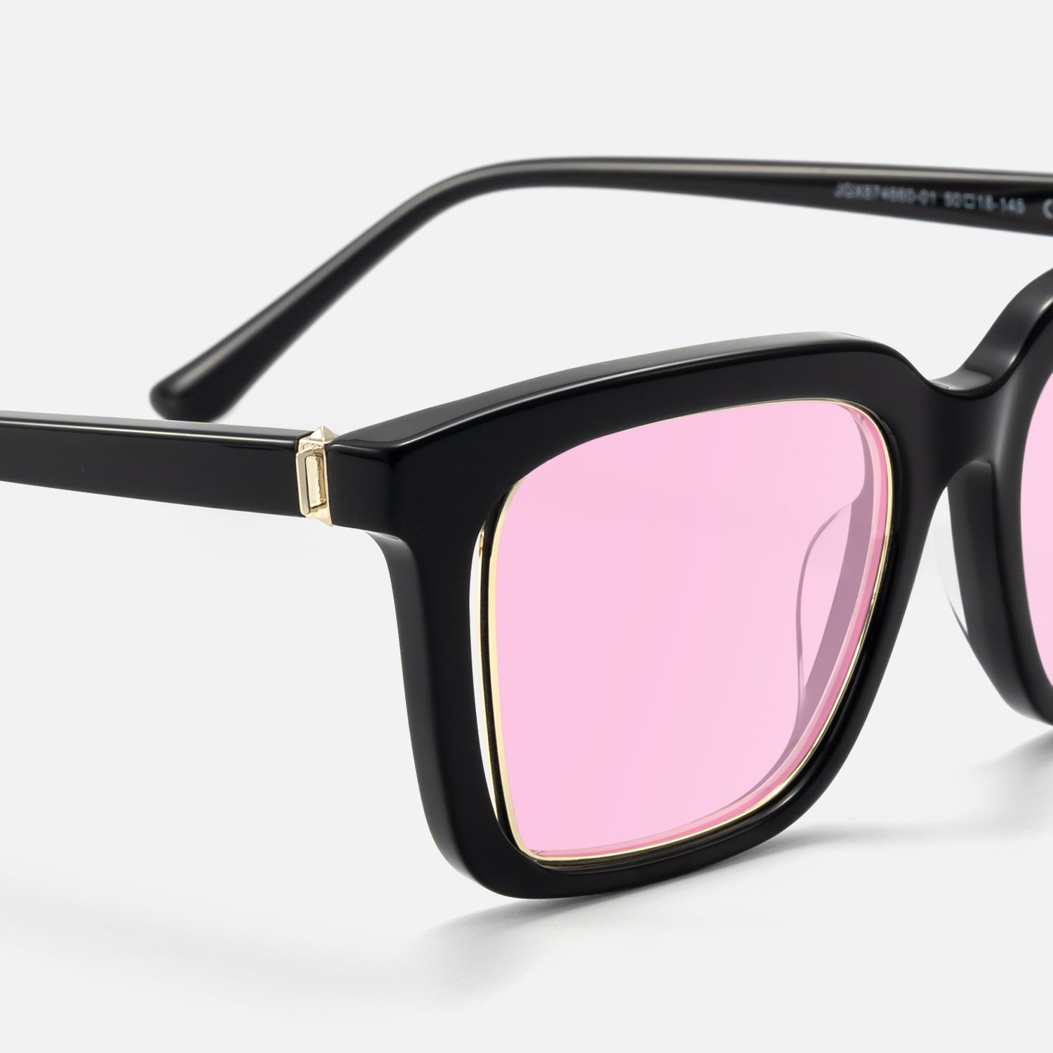 Chaparral - Red Tint Rectangle Black Sunglasses by Vooglam - Design Details