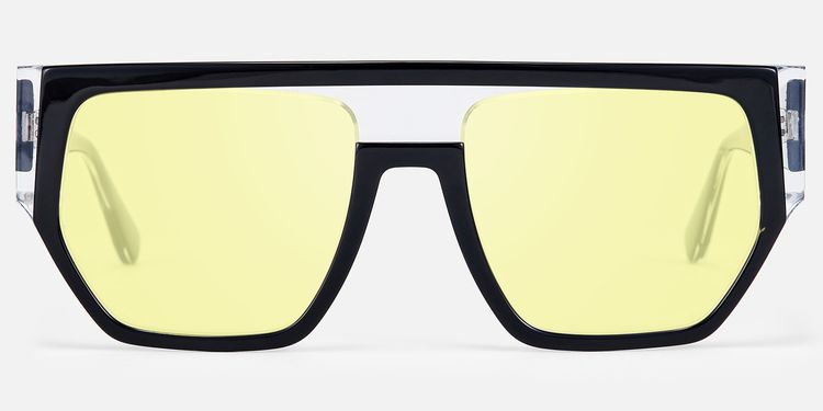 Inerney - Geometric Yellow Tinted Glasses by Vooglam