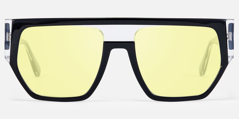 Inerney - Geometric Yellow Tinted Glasses by Vooglam