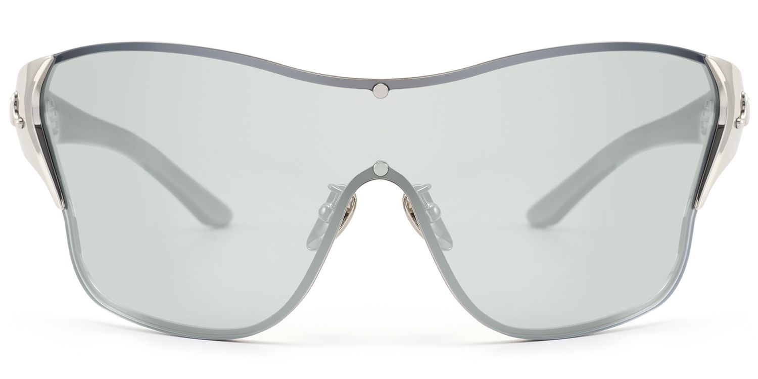 Suzuka - One Piece Shiny Silver Shield Sunglasses by Vooglam Product Details 1