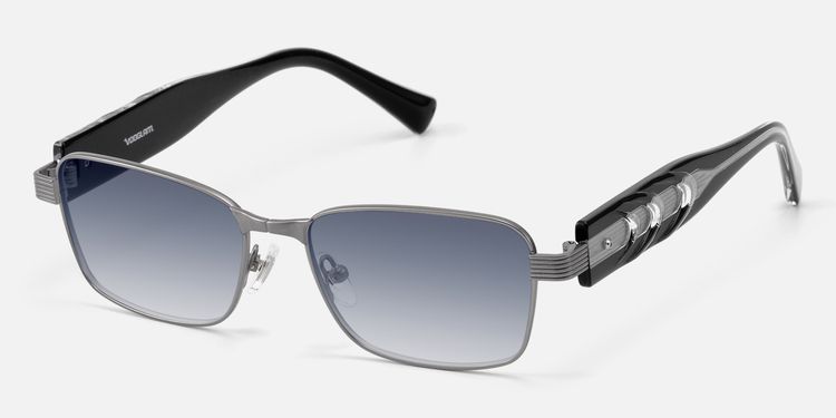 Toyo - Gradient Lens Gunmetal Rectangle Sunglasses by Vooglam