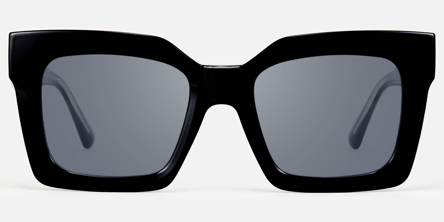 Pacheco - Oversized Black Square Sunglasses by Vooglam - Angle View