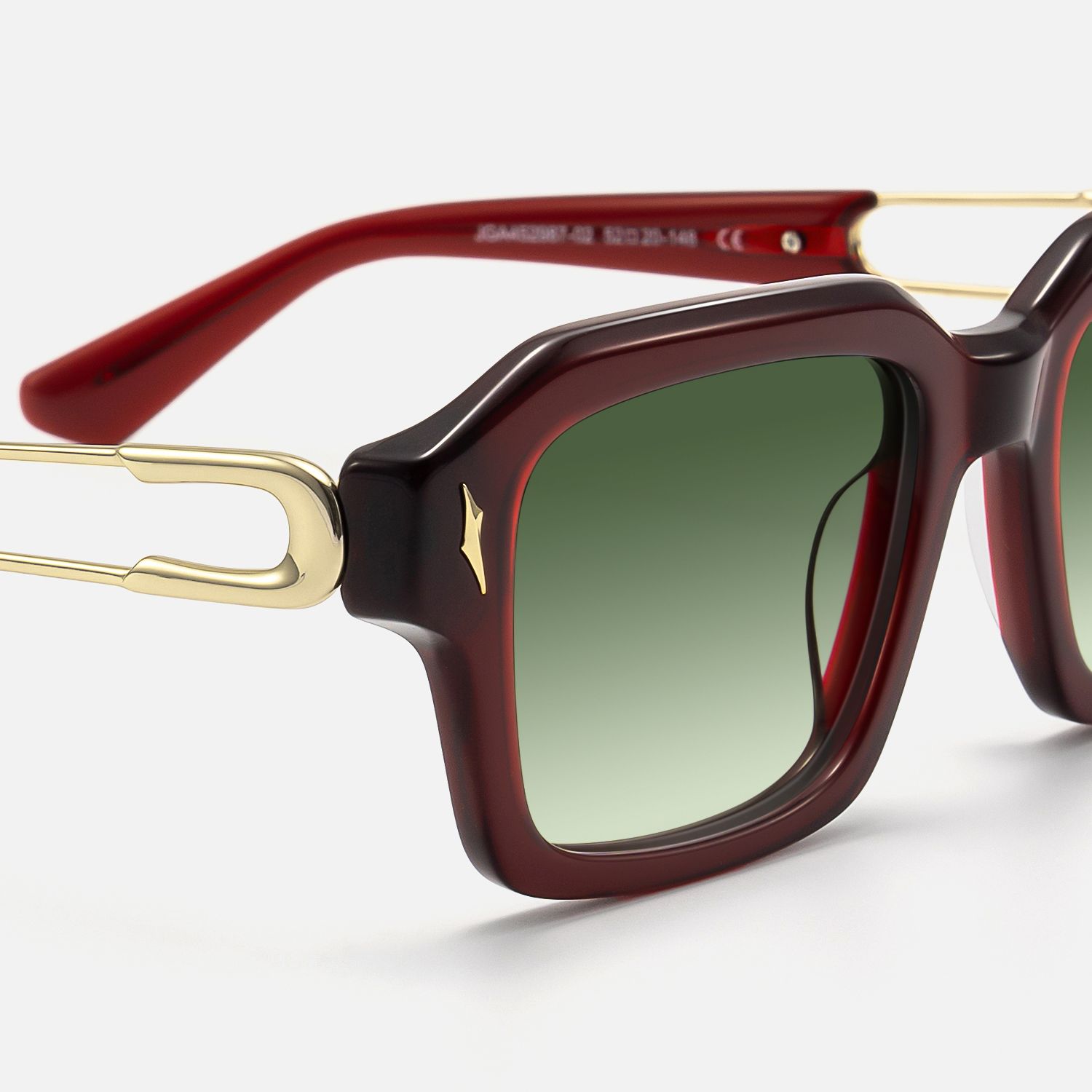 Blindspot - Green Tint Transparent Red Sunglasses by Vooglam - Design Details