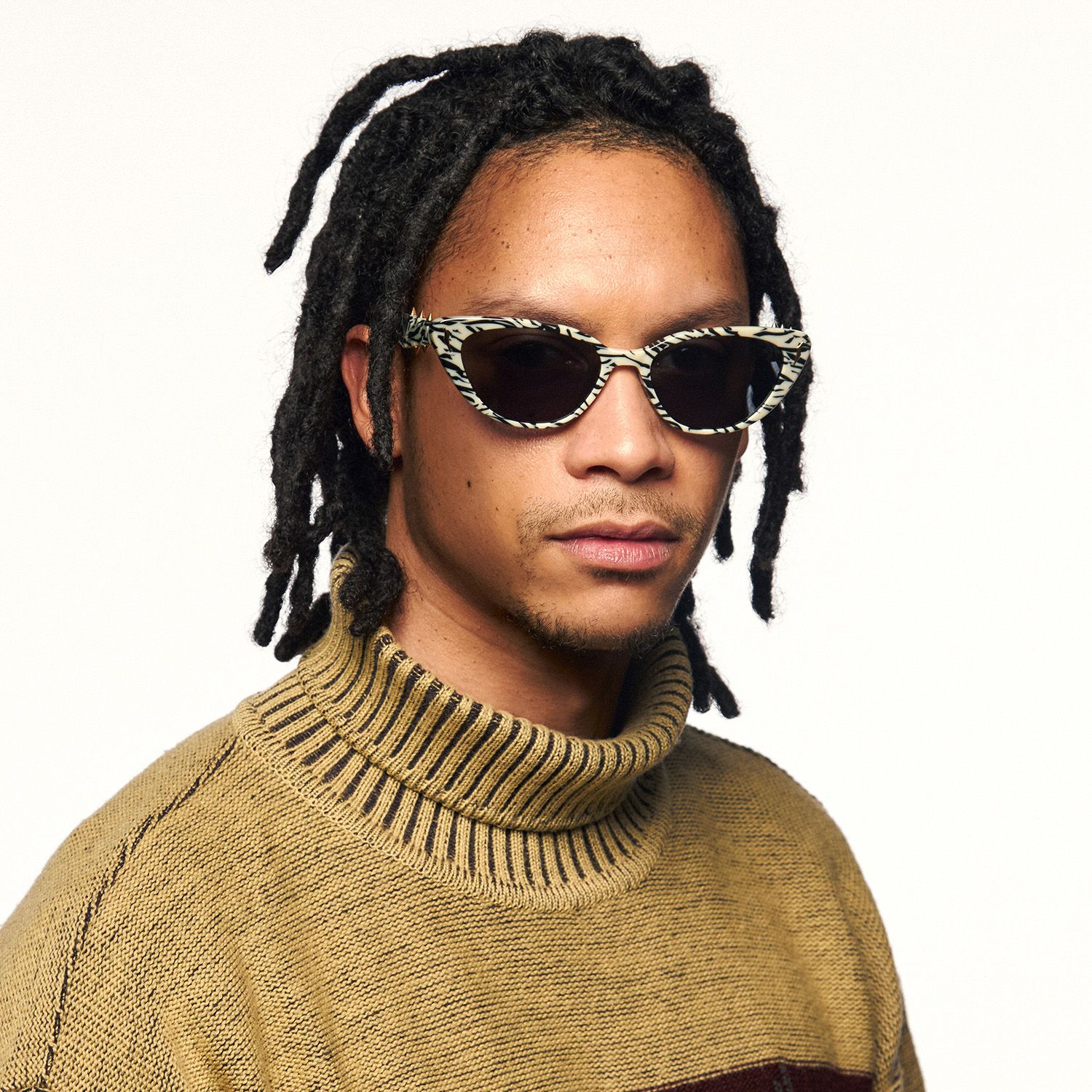 As If - Gold Spike Zebra Print Sunglasses by Vooglam - On Model