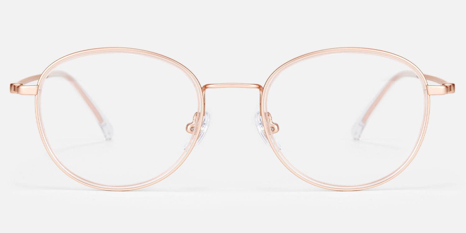 Harlow - Oval Gold Eyeglasses by Vooglam - Angle View